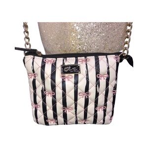 Betsey Johnson Black and Pink Bow Crossbody Bag